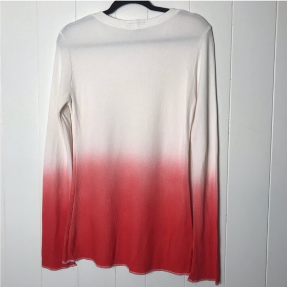 GGO Fine Organic Clothier Thermal Ombré Long Sleeve Top Shirt Coral White XL - Picture 2 of 7